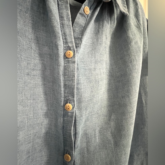 Madewell Central Linen Blend Chambray Denim Short Sleeve Button Down Shirt Dress - Picture 4 of 5
